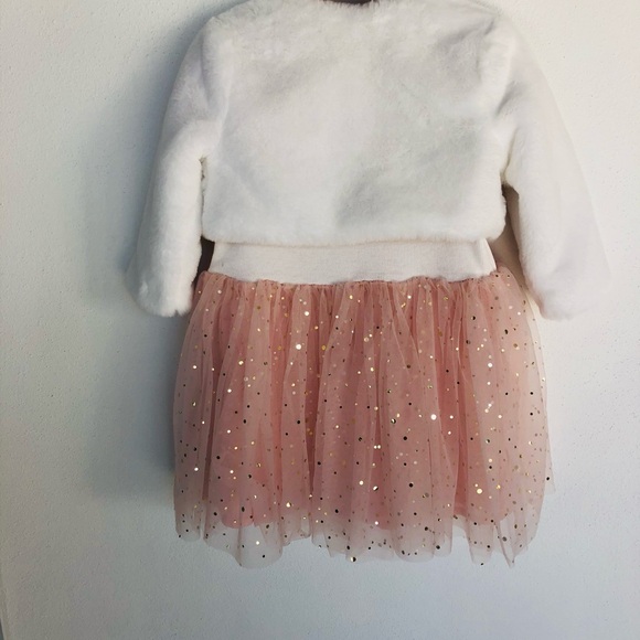 Tucker + Tate White / Pink  Princess Dress with Fox Fur Jacket. New. - Picture 2 of 8